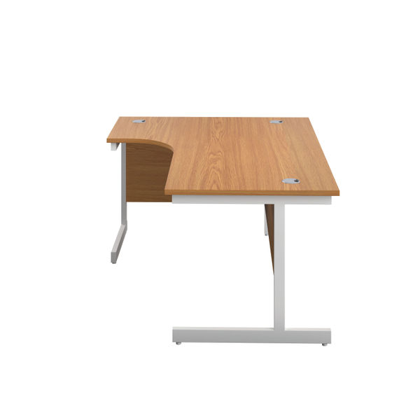 First Radial Left Hand Desk 1800x1200x730mm Nova Oak/White KF803201