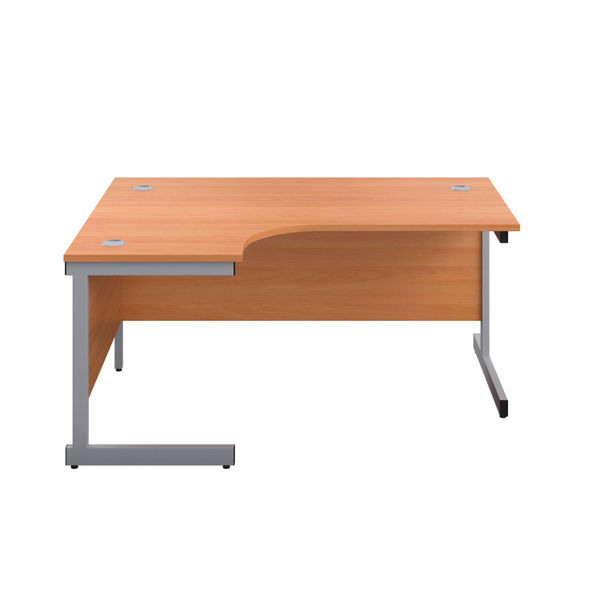 First Radial Left Hand Desk 1600x1200x730mm Beech/Silver KF803010