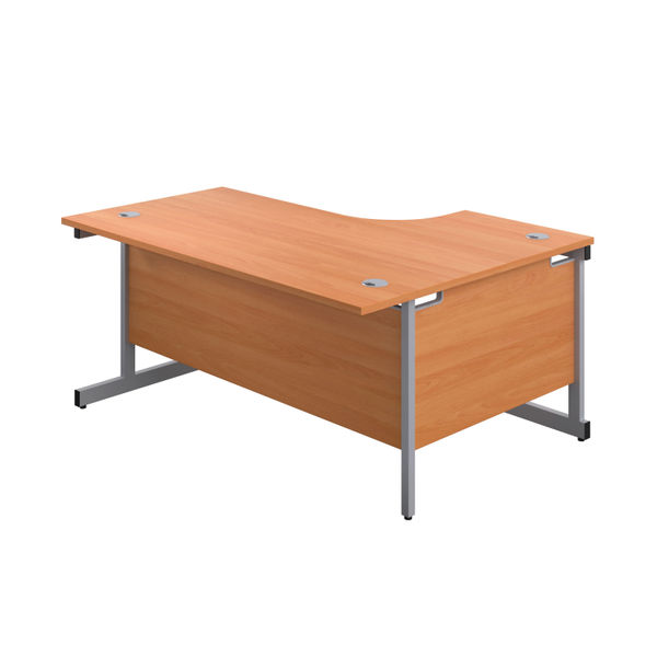 First Radial Left Hand Desk 1600x1200x730mm Beech/Silver KF803010