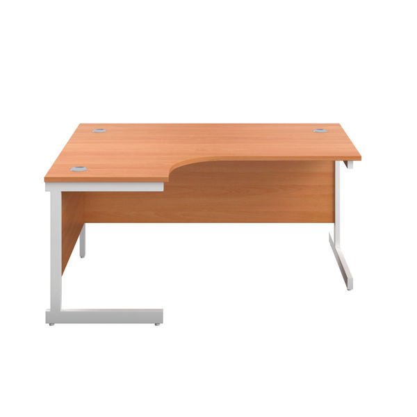 First Radial Left Hand Desk 1600x1200x730mm Beech/White KF803072