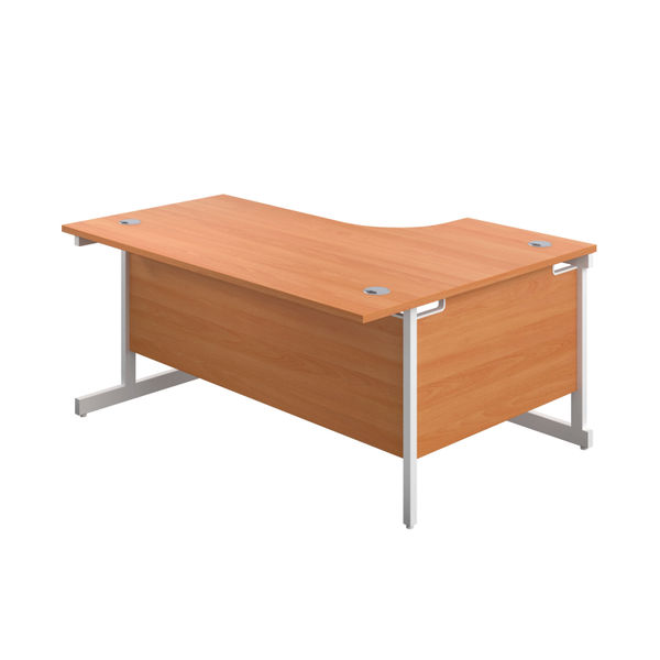 First Radial Left Hand Desk 1600x1200x730mm Beech/White KF803072