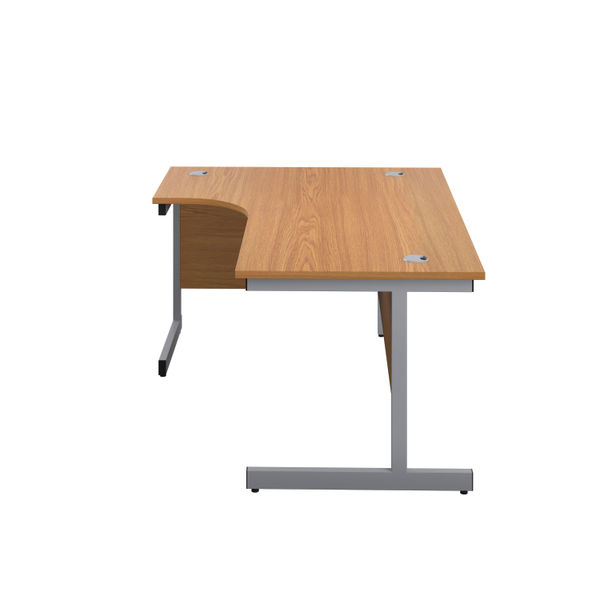 First Radial Left Hand Desk 1600x1200x730mm Nova Oak/Silver KF803027