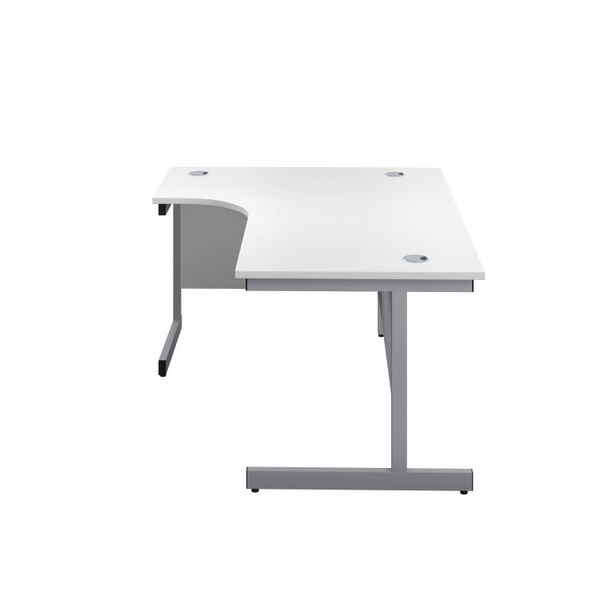 First Radial Left Hand Desk 1600x1200x730mm White/Silver KF803034