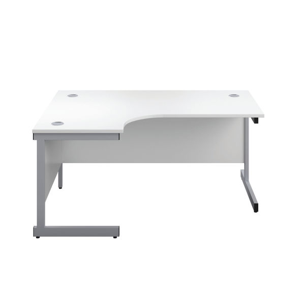 First Radial Left Hand Desk 1600x1200x730mm White/Silver KF803034