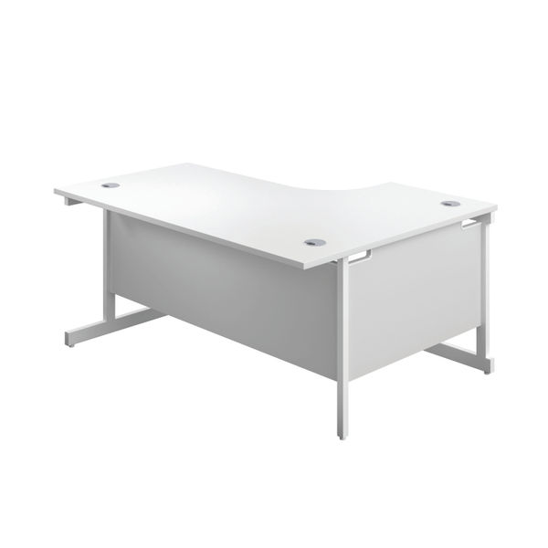 First Radial Left Hand Desk 1600x1200x730mm White/White KF803096