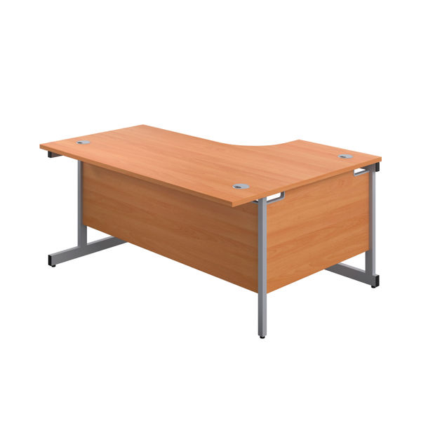 First Radial Left Hand Desk 1800x1200x730mm Beech/Silver KF803133