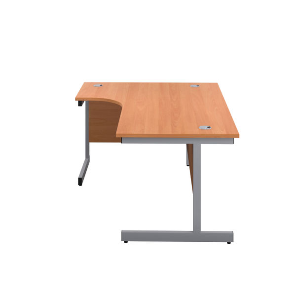 First Radial Left Hand Desk 1800x1200x730mm Beech/Silver KF803133