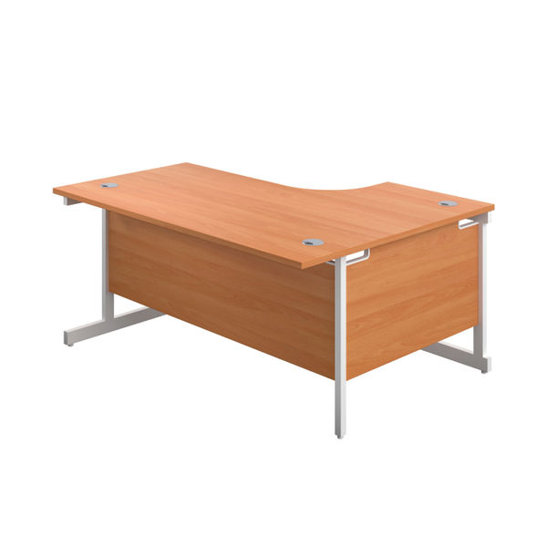 First Radial Left Hand Desk 1800x1200x730mm Beech/White KF803195