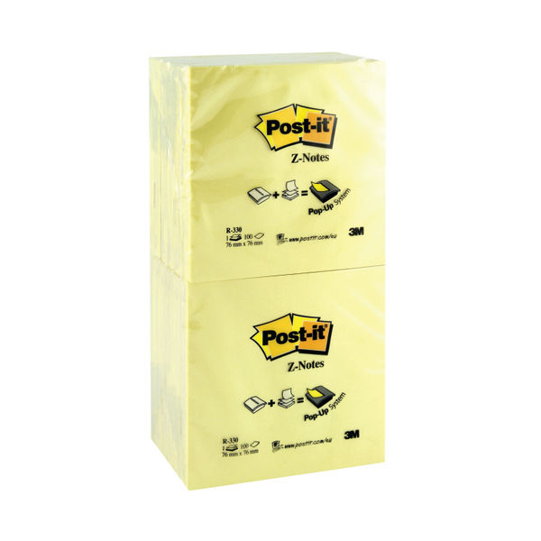 Post-it 76 x 76mm Canary Yellow Z-Notes, Pack of 12