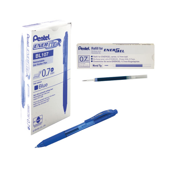 Pentel K157 Hybrid Retractable Gel Pen 0.7mm Blue | K157-C