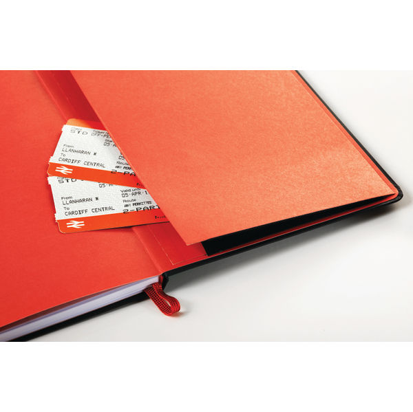 Black n' Red Casebound Hardback Notebook Ruled A4 Black 400038675