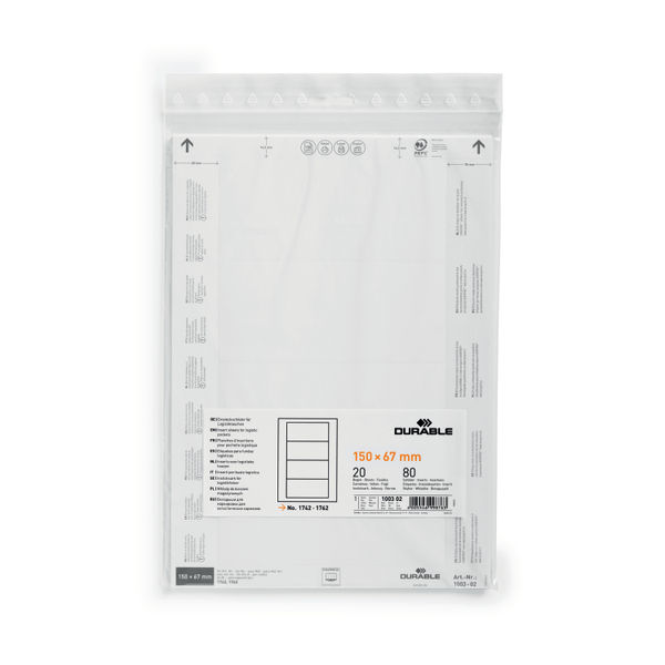 Durable Insert Sheets 150x67mm White (Pack of 80) 100302