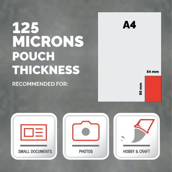 Fellowes 54x86mm Capture Gloss Laminating Pouches 250 Micron (Pack of 100) 53063