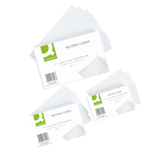 Q-Connect Record Card 127x76mm Ruled Feint White (Pack of 100) KF35204