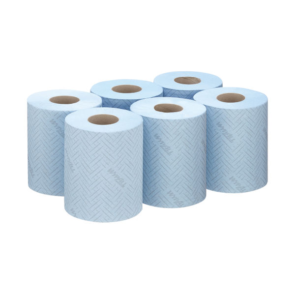 WypAll L10 Food and Hygiene Centrefeed Paper Rolls 1 Ply Blue (Pack of 6) 6223