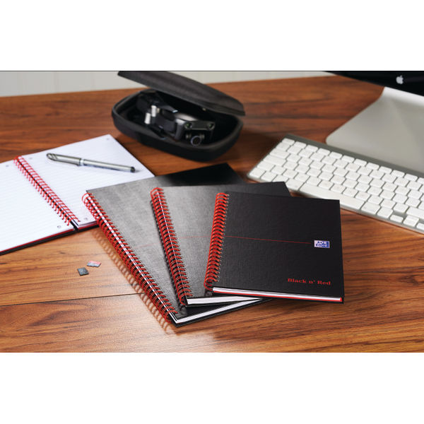 Black n' Red Wirebound Ruled Hardback Notebook 140 Pages A5 (Pack of 5) 100080154