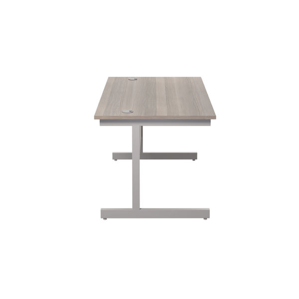 Jemini Single Rectangular Desk 1200x800x730mm Grey Oak/Silver KF801014