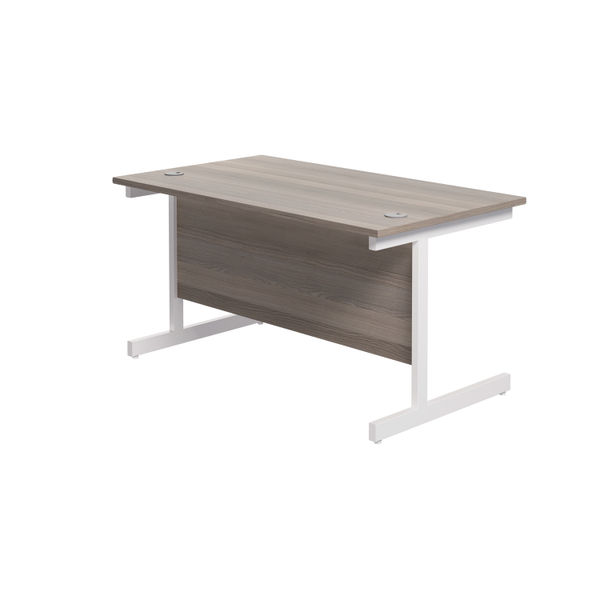 Jemini Single Rectangular Desk 1200x800x730mm Grey Oak/White KF801077