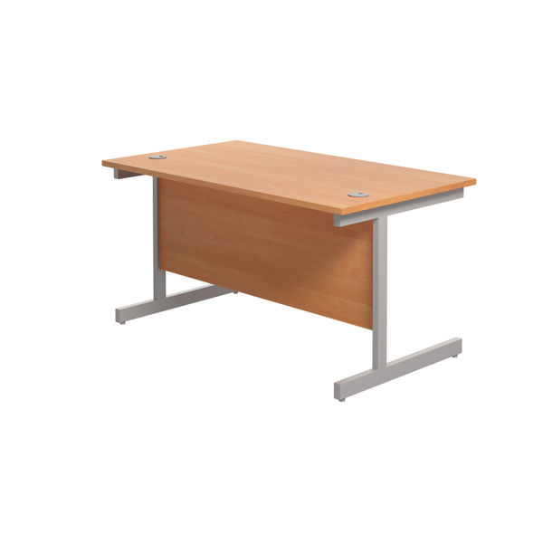 Jemini Single Rectangular Desk 1400x800x730mm Beech/Silver KF801126