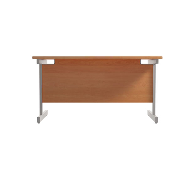 Jemini Single Rectangular Desk 1400x800x730mm Beech/Silver KF801126