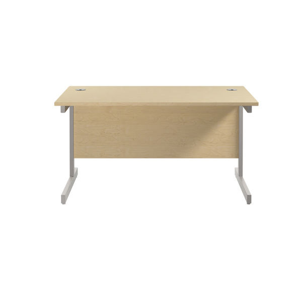 Jemini Single Rectangular Desk 1400x800x730mm Maple/Silver KF801167