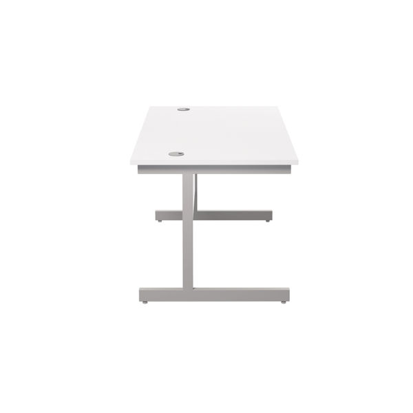 Jemini Single Rectangular Desk 1400x800x730mm White/Silver KF801151