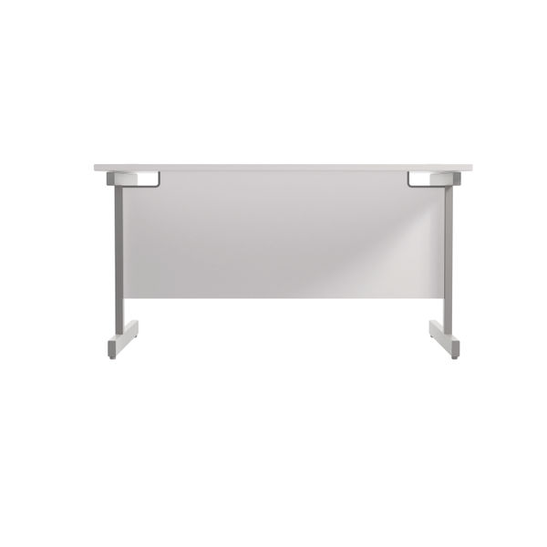 Jemini Single Rectangular Desk 1400x800x730mm White/Silver KF801151