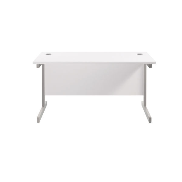 Jemini Single Rectangular Desk 1400x800x730mm White/Silver KF801151