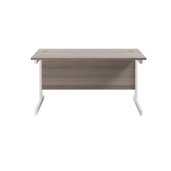 Jemini Single Rectangular Desk 1400x800x730mm Grey Oak/White KF801195