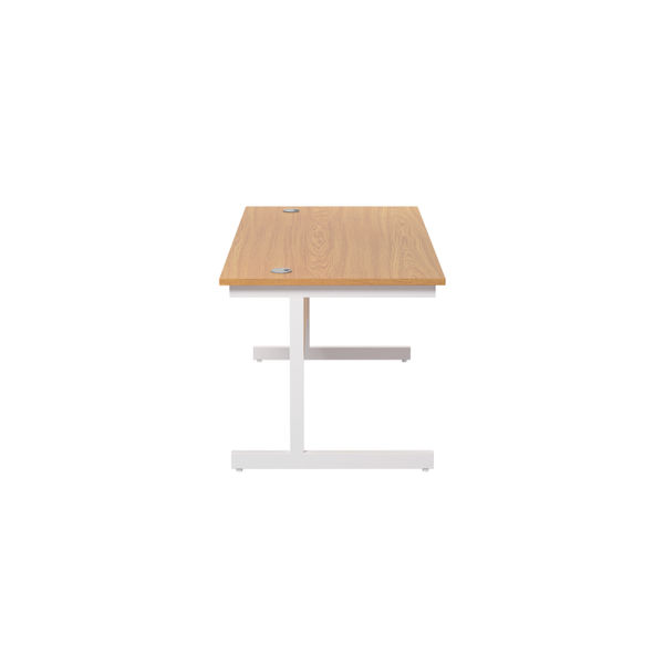 Jemini Single Rectangular Desk 1400x800x730mm Nova Oak/White KF801200