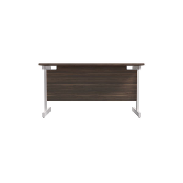 Jemini Single Rectangular Desk 1400x800x730mm Dark Walnut/White KF801235