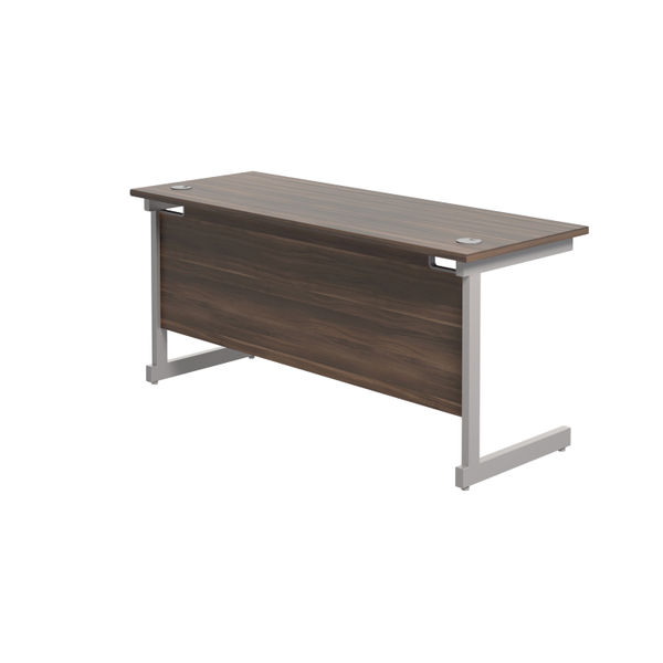 Jemini Single Rectangular Desk 1600x600x730mm Dark Walnut/Silver KF800698