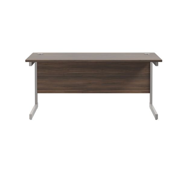 Jemini Single Rectangular Desk 1600x600x730mm Dark Walnut/Silver KF800698