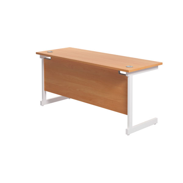 Jemini Single Rectangular Desk 1600x600x730mm Beech/White KF800703