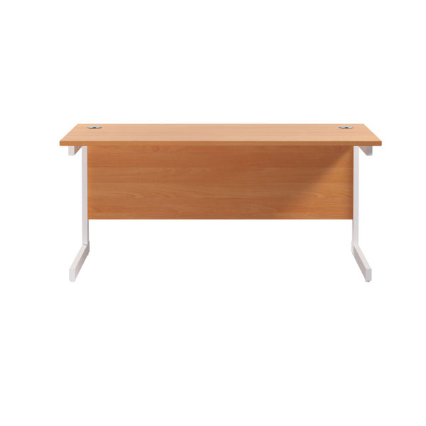 Jemini Single Rectangular Desk 1600x600x730mm Beech/White KF800703