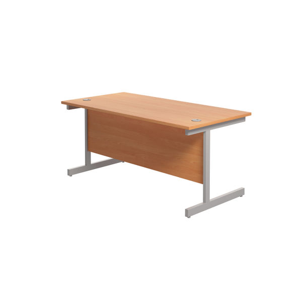 Jemini Single Rectangular Desk 1600x800x730mm Beech/Silver KF801241