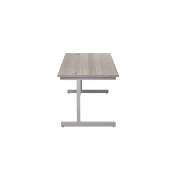 Jemini 1600x800mm Grey Oak/Silver Single Rectangular Desk