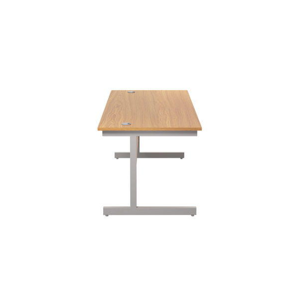 Jemini Single Rectangular Desk 1600x800x730mm Nova Oak/Silver KF801263