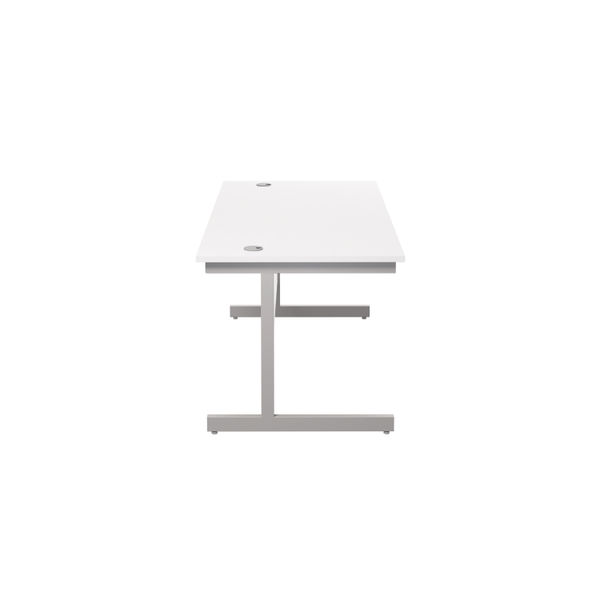 Jemini Single Rectangular Desk 1600x800x730mm White/Silver KF801279