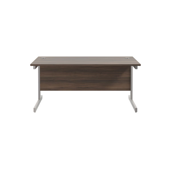Jemini Single Rectangular Desk 1600x800x730mm Dark Walnut/Silver KF801291