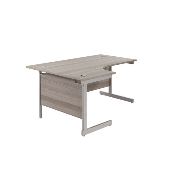 Jemini Radial Left Hand Cantilever Desk 1600x1200x730mm Grey Oak/Silver KF801734