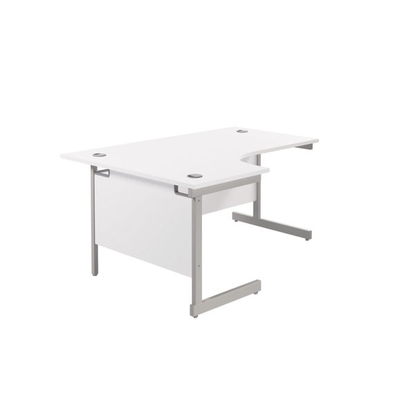 Jemini Radial Left Hand Cantilever Desk 1600x1200x730mm White/Silver KF801756