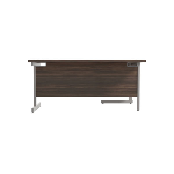 Jemini Radial Left Hand Cantilever Desk 1600x1200x730mm Dark Walnut/Silver KF801778