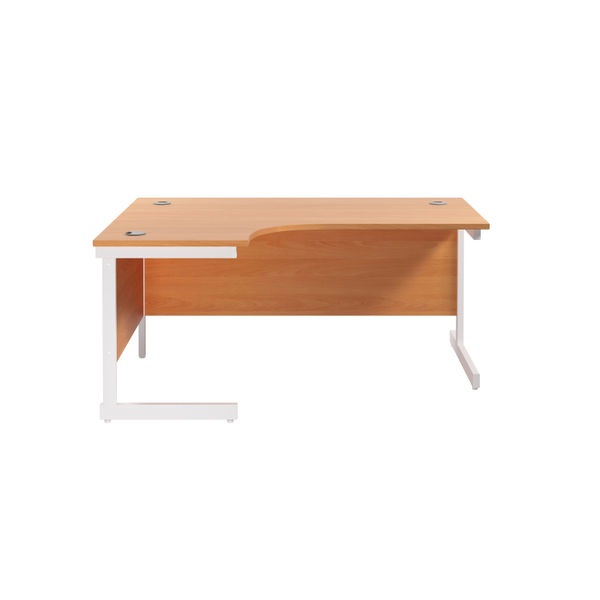 Jemini Radial Left Hand Cantilever Desk 1600x1200x730mm Beech/White KF801846