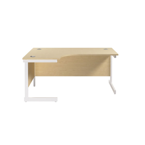 Jemini Radial Left Hand Cantilever Desk 1600x1200x730mm Maple/White KF801880