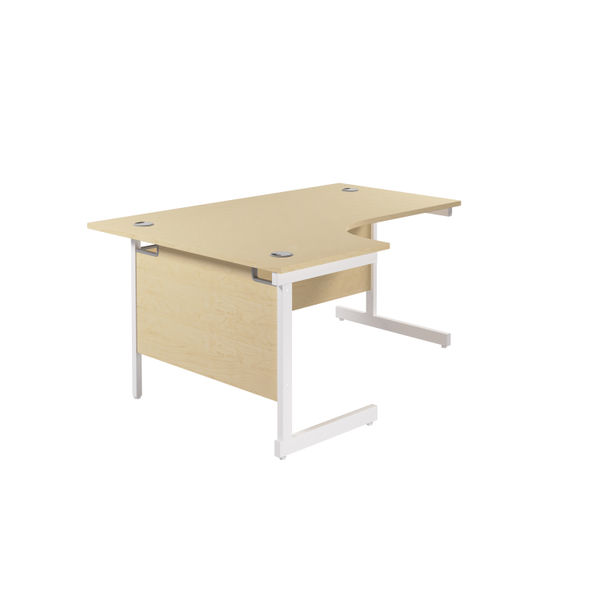 Jemini Radial Left Hand Cantilever Desk 1600x1200x730mm Maple/White KF801880