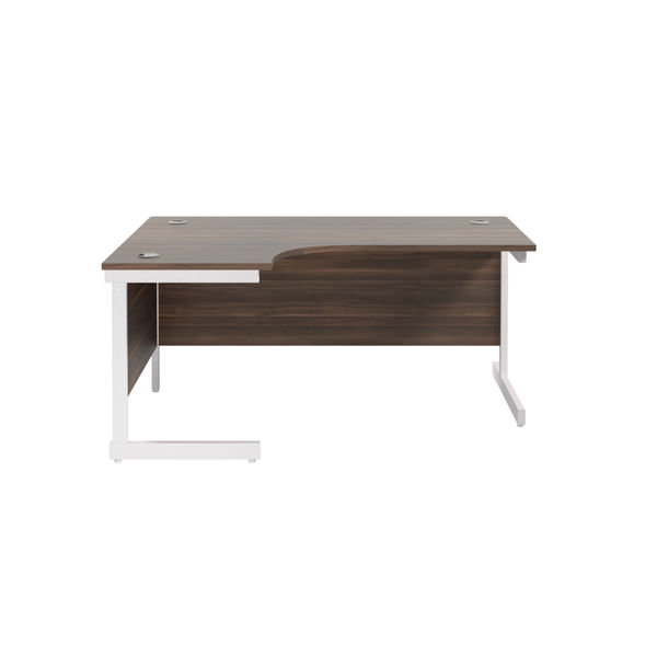 Jemini Radial Left Hand Cantilever Desk 1600x1200x730mm Dark Walnut/White KF801896