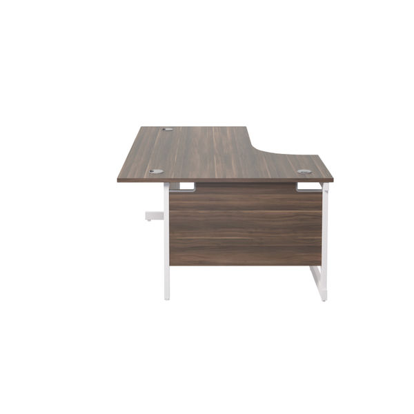 Jemini Radial Left Hand Cantilever Desk 1600x1200x730mm Dark Walnut/White KF801896