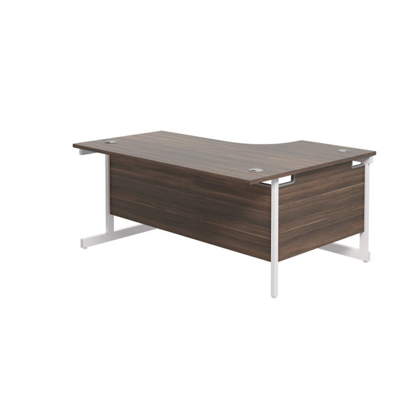 Jemini Radial Left Hand Cantilever Desk 1600x1200x730mm Dark Walnut/White KF801896