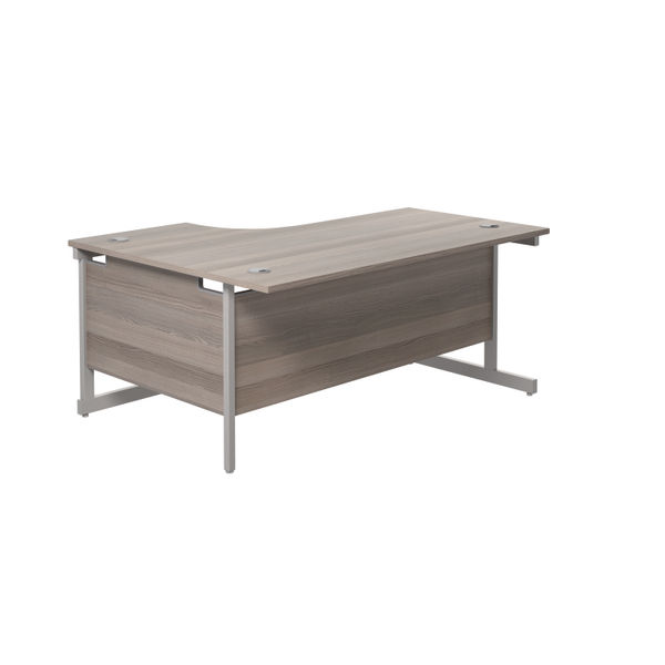 Jemini Radial Right Hand Cantilever Desk 1600x1200x730mm Grey Oak/Silver KF801790